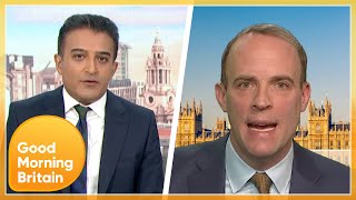 Adil Ray and Dominic Raab Clash After Confusion Over Omicron Statistics  Good Morning Britain [upl. by Zoila]