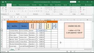 Conversión de monedas en Microsoft Excel [upl. by Zalea]