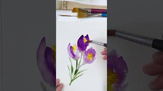 How to Paint Crocuses  Quick Watercolor Demo for Beginners dianeantonestudio watercolor shorts [upl. by Squier]