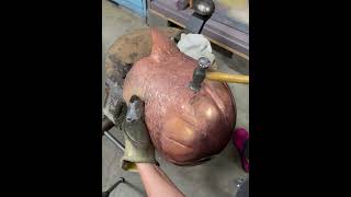 The many steps of hammering copper into a vessel art holloware coppersculpture [upl. by Minta]