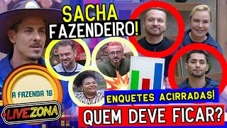 🔴SACHA VENCE FAZENDEIRO🚨 Flor Gui e Zé Love na Roça GIRO DE ENQUETES SUPER ACIRRADO🔥A Fazenda 16 [upl. by Buyse]