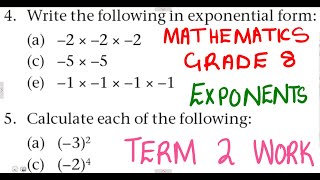 Mathematics Grade 8 Exponents Term 2 mathszoneafricanmotives mathswithadmirelightone [upl. by Latrell986]