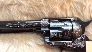 Engraved Umarex Colt Peacemaker Single Action Army BB revolver [upl. by Ahsemal979]