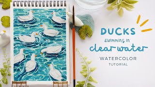 Ducks Swimming in Clear Water Watercolor Tutorial [upl. by Blaine]