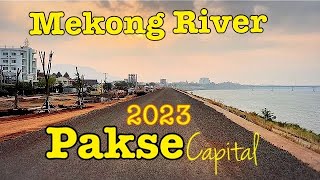 Driving🚘 Update 2023 Mekong River of Pakse CityChampasackLaos🇱🇦 [upl. by Atirahs]