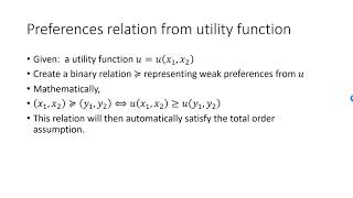 Preferences relation from utility function [upl. by Eecats684]