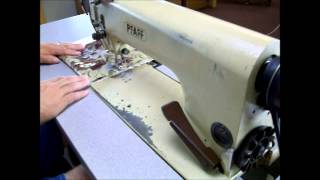 Pfaff 461 Industrial Sewing Machine with Table Leather Upholstery Webbing [upl. by Rennold772]