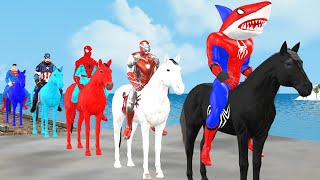 SpiderMan with Challenging Horse Race super funny vs Iron man vs hulk amp batmanGame GTA 5 superhero [upl. by Kilbride]