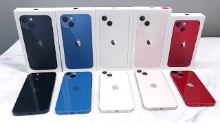 iPhone 13 All Colors Unboxing Blue Pink Starlight Midnight amp Red [upl. by Eloc303]