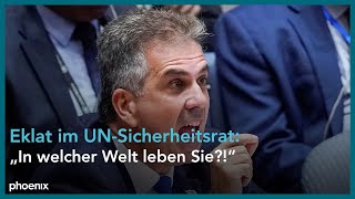 Eklat im UNSicherheitsrat zwischen Generalsekretär Guterres und Israels Außenminister Cohen [upl. by Barnaba]