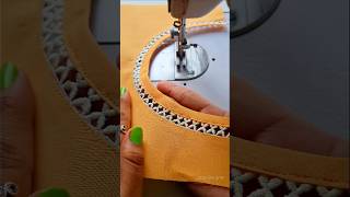 Sewing Tips And Tricks How To Attach Joint Lace On Boat Neck  Pastel Orange Fabric Shorts [upl. by Bleier]