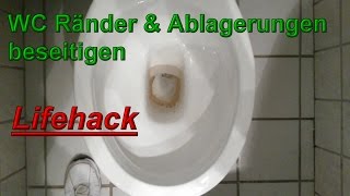 Toilettenränder amp Urinstein entfernen Toilette reinigen WC wieder weiß bekommen mit Geschirrspültab [upl. by Leitman]