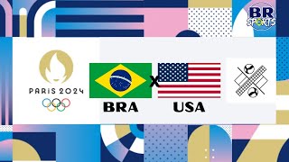 BRASIL X EUA AO VIVO COM IMAGENS  OLIMPÃADAS PARÃS 2024  VÃ”LEI MASC QUARTAS DE FINAL [upl. by Dulcle]