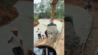 Construction process of pouring concrete on the canal slopeexcavatorshorts [upl. by Plate]