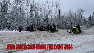 Nova Scotia Snowmobile Drag Racing Just For Fun Event 2024 Brow Mountain [upl. by Py272]