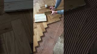 Easy Natural Oak Herringbone Installation flooringsurgeons herringboneflooring diy [upl. by Yssor]