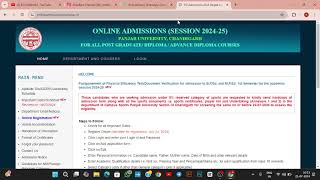 PU Admission 2024 Merit list of PG COURSES  POST GRAD ADMISSION IN PU CHANDIGARH  LAST DATE [upl. by Halyk]