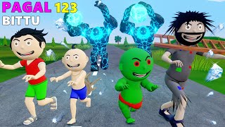 Pagal Bittu Sittu 123  Ice Monster Cartoon  Desi Comedy Video  Pagal Beta  Cartoon Comedy [upl. by Lawlor]