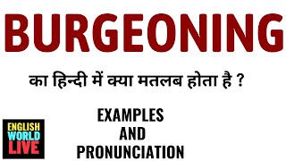 BURGEONING MEANING IN HINDI  BURGEONING का हिन्दी में क्या मतलब होता है  BURGEONING IN HINDI [upl. by Castra]