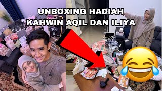 UNBOXING SEMUA HADIAH KAHWIN AQIL DAN ILIYA 😂❤️ TERKEJUT WOI BUKA HADIAH 😱 [upl. by Henleigh425]