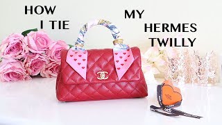 HOW TO TIE HERMES TWILLY on CHANEL COCO HANDLE MINI [upl. by Madriene]