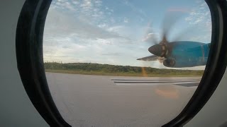 C6BFQ Bahamasair ATR 72600 start up Sunset Takeoff MYEF Exuma  GoPro HD [upl. by Aikal]