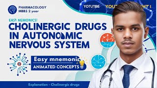 Cholinergic drug in autonomic nervous system easy mnemonics and animated concept [upl. by Annuahs]