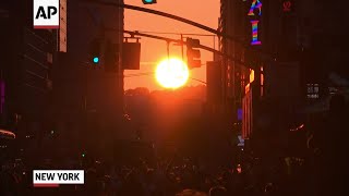 NYC sees Manhattanhenge sunset [upl. by Greenlee]