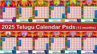 2025 telugu calendar psds 12months designs Fully editable telugu calendar 2025 Psds  క్యాలెండర్ [upl. by Ennybor]