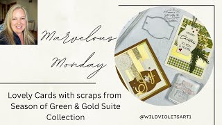 Marvelous Monday – The Season of Green amp Gold Suite Collection – Easy Christmas Cards from scraps [upl. by Mitchael]