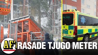 Bygghiss har rasat 20 meter i Sundbyberg [upl. by Trelu]