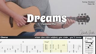 Dreams  Fleetwood Mac  Fingerstyle Guitar  TAB  Chords  Lyrics [upl. by Eliades]