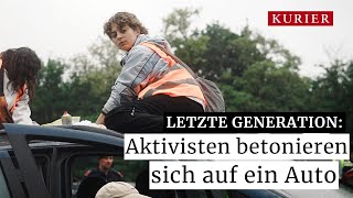 Klimaaktivisten betonieren sich auf ein Auto  blockieren A23 [upl. by Diva900]