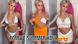 HUGE ROMWE SUMMER CLOTHING AND BIKINI TRY ON HAUL  plus discount code [upl. by Ollayos]