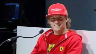 Kimi Räikkönen Press Conference MTV3 at Neste Oil Rally Finland 2009 [upl. by Eahcim]