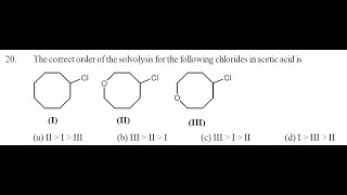 Q7 ‖ Solvolysis Reaction ‖ Rate of Solvolysis of Chlorides in Acetic acid [upl. by Snave95]