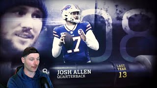 Rugby Player Reacts to JOSH ALLEN QB Bills 8 The Top 100 NFL Players of 2023 [upl. by Yrogreg]