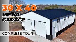 30x40 Steel Metal Building 1200 sq ft Metal Garage Tour  WolfSteel Buildings [upl. by Elleyoj]