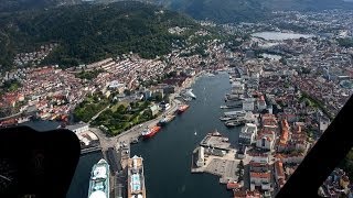 Bergen Chopper Tour  spectacular aerial views of Bergen Norway in HD 1080p [upl. by Lavina]