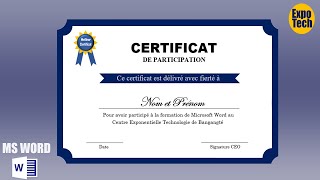 Comment réaliser une attestation de participation avec Word [upl. by Hniht]