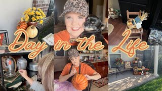 DAY IN THE LIFE Thrifted Decor Styling Pumpkin Thrift Flips amp My Fall Front Porch dayinthelife [upl. by Ellehcyt]