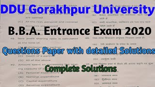 DDUGU BBA Entrance Exam 2020 Questions with detailed solutions  Questions Paper solutions [upl. by Draned941]