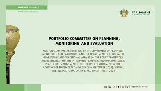 Portfolio Committee on Planning Monitoring and Evaluation 20 September 2024 [upl. by Marinelli791]