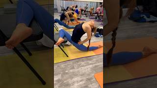 Practice leg stretching amp Hip opening with chair Yoga chair  Adjustment  Alignment [upl. by Haimehen]