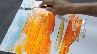 Abstract Painting  Demonstration of Abstract Painting with Acrylics amp Palette Knife  Landscape [upl. by Aicul97]