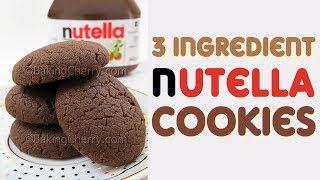 3 INGREDIENT NUTELLA COOKIES  Easy Recipe  Baking Cherry [upl. by Feodore]