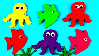 PlayDoh UndertheSea Surprise Eggs Toy Story Disney Princess Spongebob Monsters Inc Toys FluffyJet [upl. by Ataynik837]