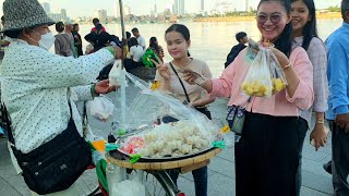 Riverside Food Phnom Penh Cambodia Life 4k Walking Relaxing at Evening [upl. by Jola]