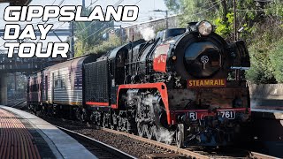 Double Steam to Gippsland Steamrail Gippslander Day Tour  R761 R711 [upl. by Aihsenrad]