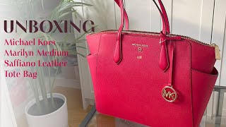 Unboxing Michael Kors Marilyn Medium Saffiano Leather Tote Bag [upl. by Yerocal985]